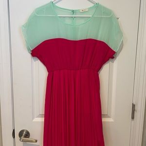Everly Turquoise & Pink Dress - Size Small.